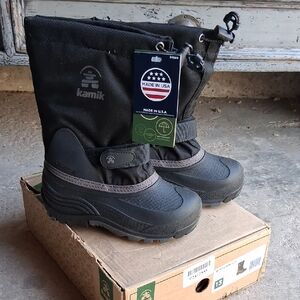 NWT Kids Black Charcoal Kamik Waterbug5 Waterproof Boots Sz. 13